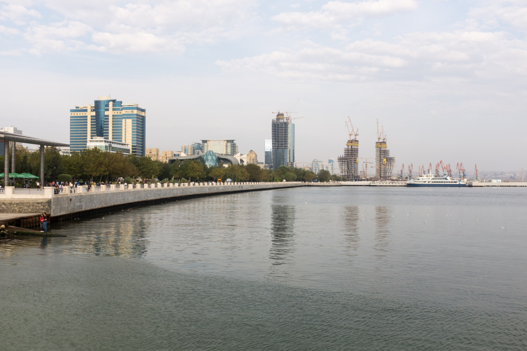 Baku, the capital of Azerbaijan, on the Caspian Sea